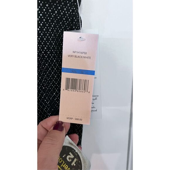 NANETTE LEPORE WOMEN PANT LEGGINGS BLACK SILVER SPECKLE SZ XL NEW - Picture 5 of 11